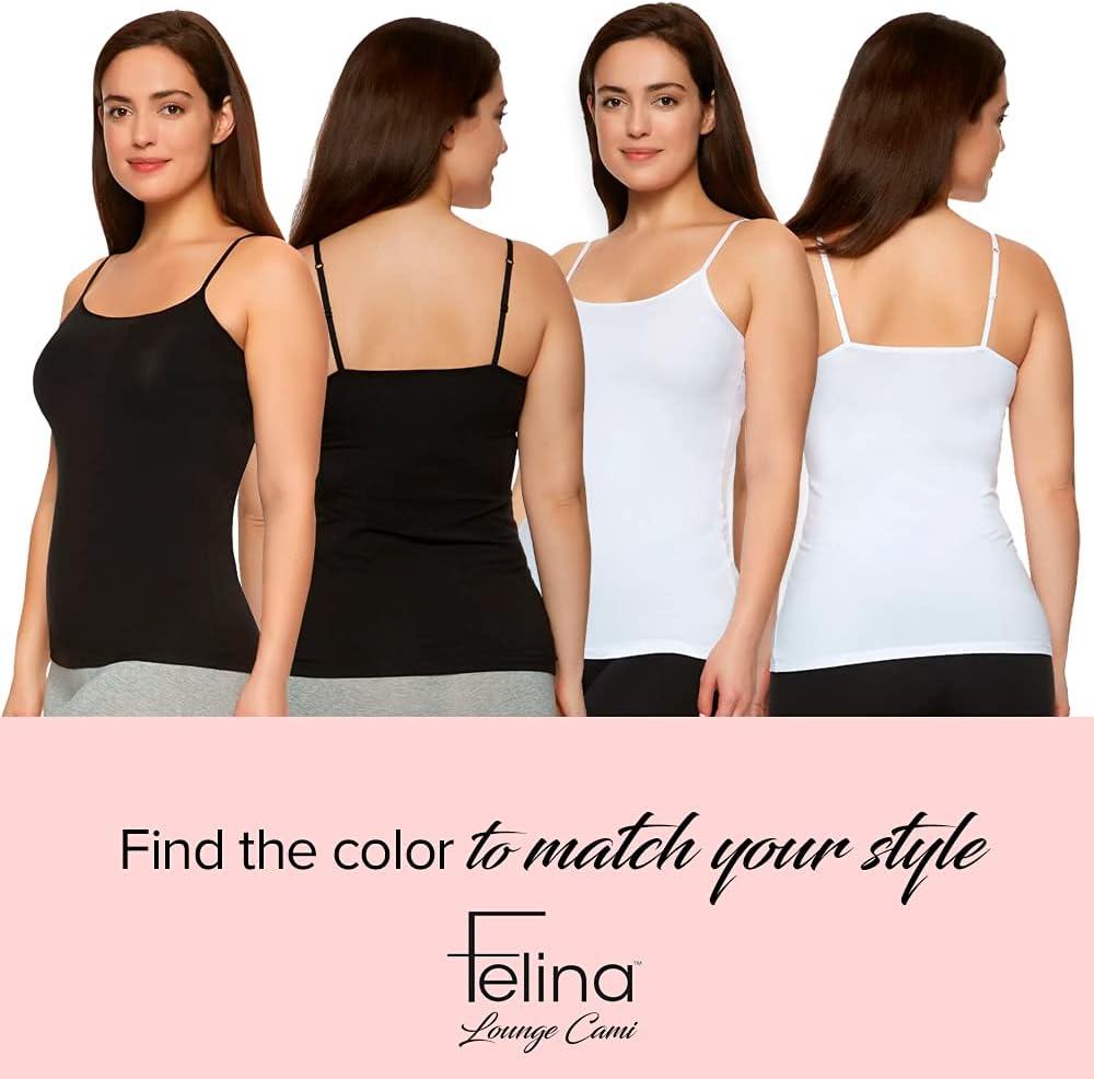 imageFelina Adjustable Camisole Tank Top Premium Micro Modal Womens Tank Tops Soft Breathable and Versatile UndergarmentBlack White