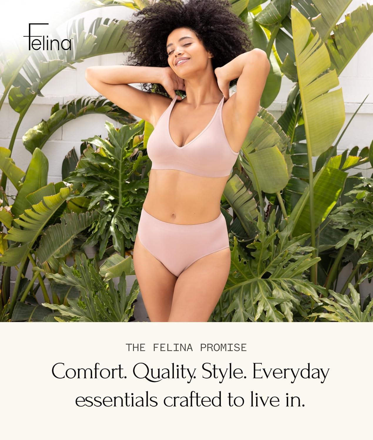 imageFelina Womens WireFree Seamless Bra with Removable Pads Comfortable Bras for Women Wireless BrasBlack