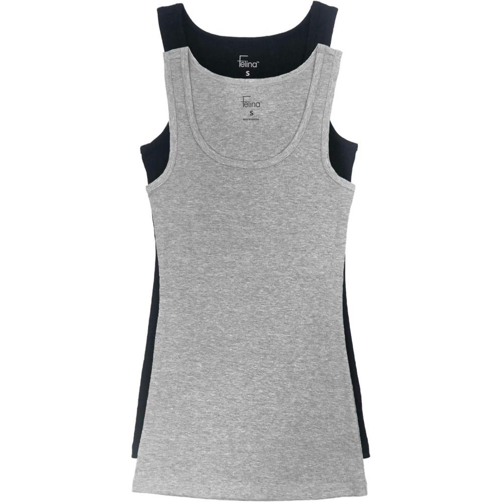 imageCotton Ribbed Tank Top  Stylish and Comfortable Womens Tank Tops Sleeveless Design Perfect for LayeringBlack Gray
