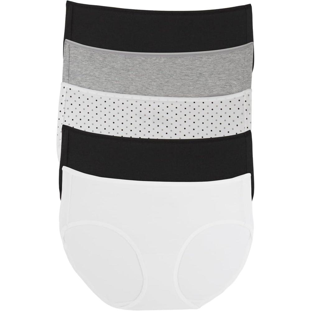 imageFelina  Cotton Modal Full Coverage Hipster Underwear 5Pack  Comfortable and Breathable MidRise Panties for WomenSilver Shadows