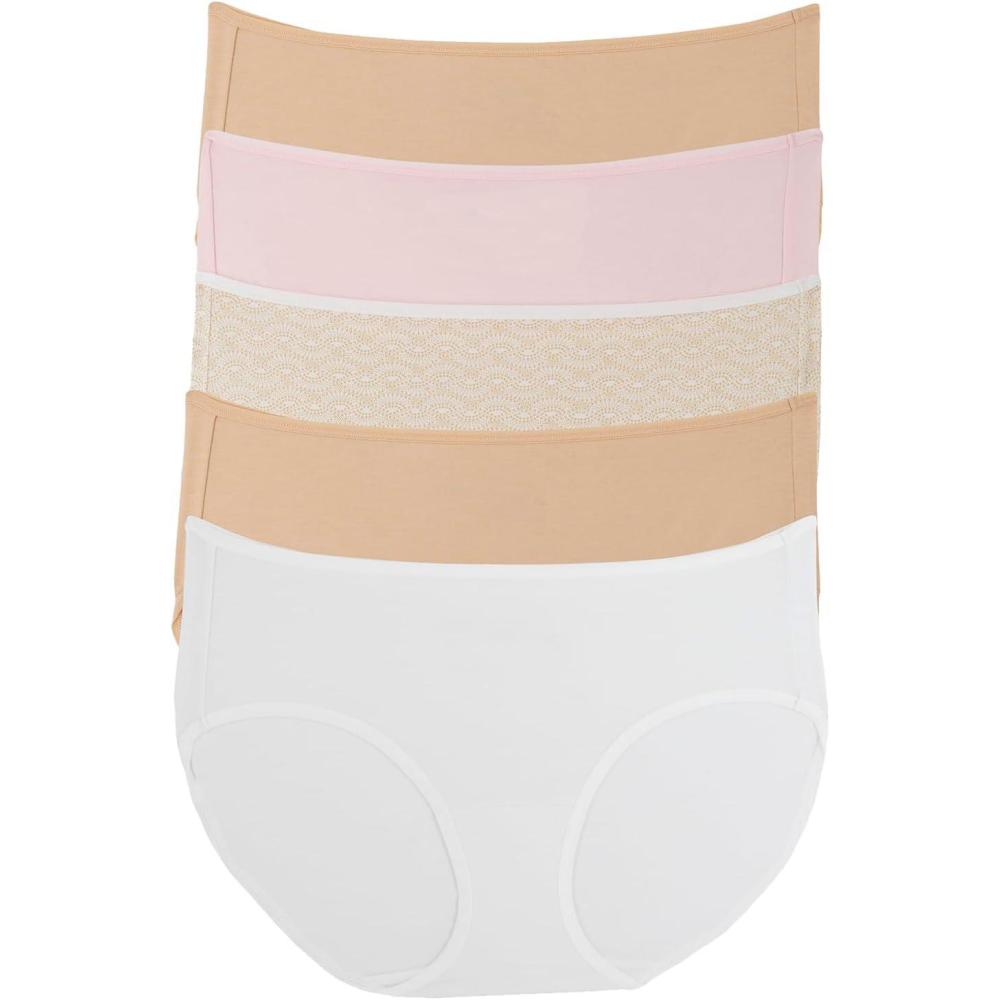 imageFelina  Cotton Modal Full Coverage Hipster Underwear 5Pack  Comfortable and Breathable MidRise Panties for WomenSoft Hues