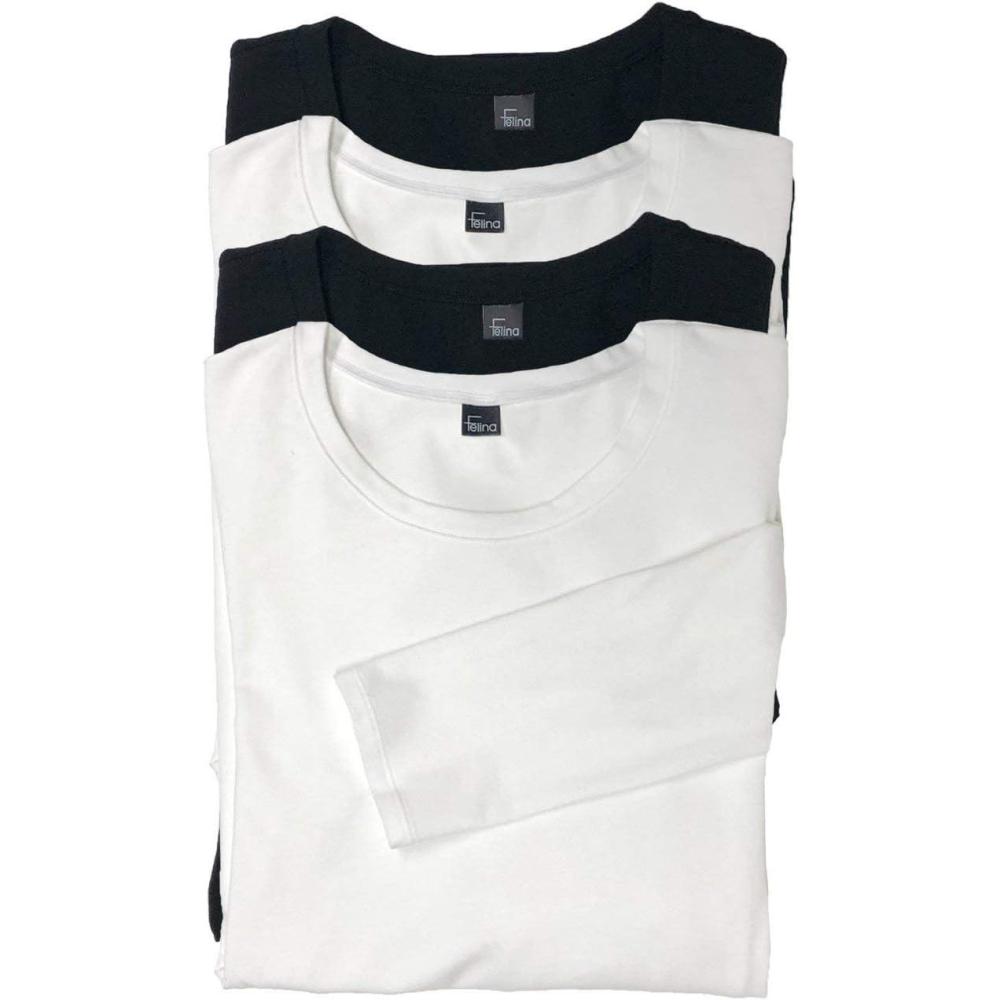 imageFelina  Key Item Long Sleeve Crew Neck Tee  Cotton ampamp Modal  2PackBlack White