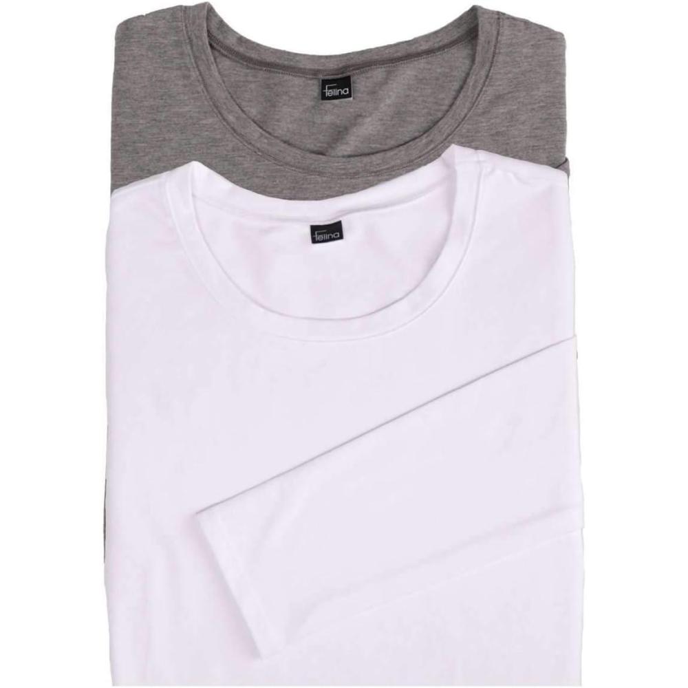 imageFelina  Key Item Long Sleeve Crew Neck Tee  Cotton ampamp Modal  2PackMedium Heather Gray White