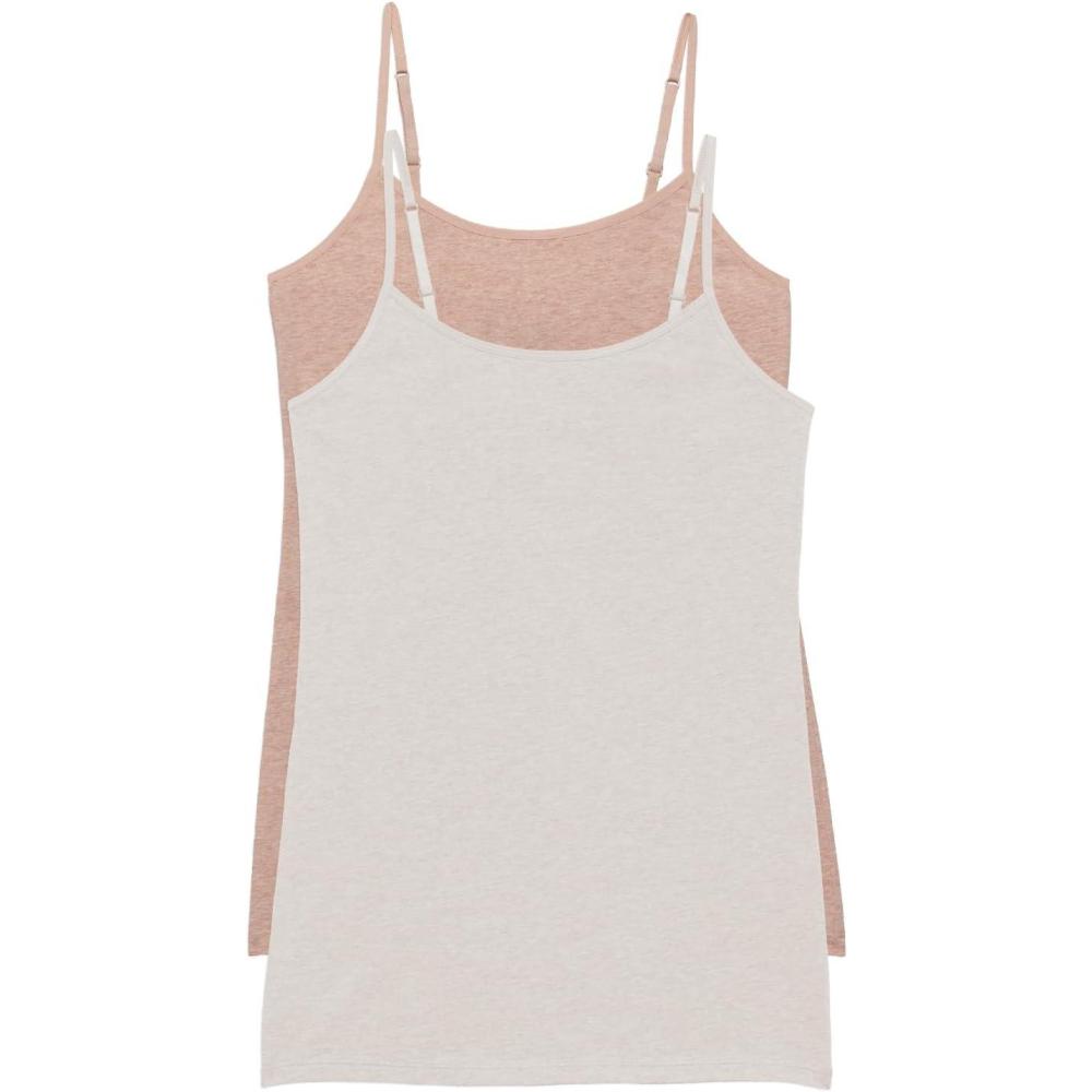 imageFelina  Organic Cotton Camisole 2Pack  PlantBased Dyes  Hypoallergenic  Adjustable StrapsTaupe Pebble