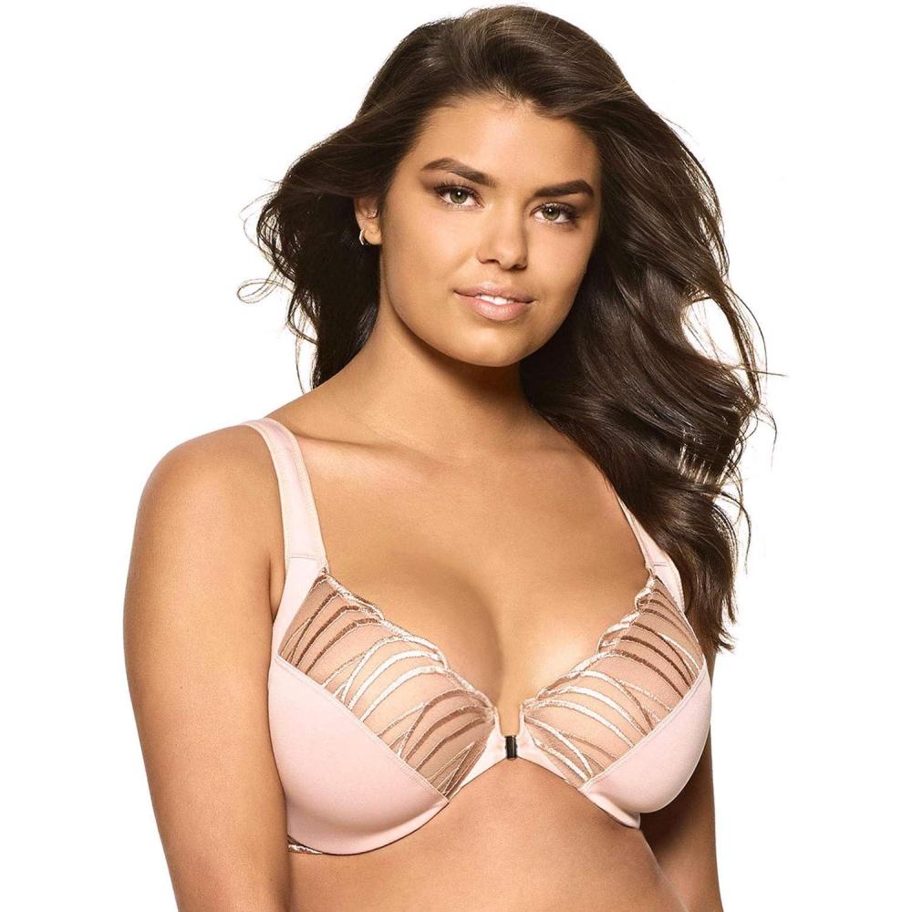 imageFelina Paramour Angie Front Close Minimizer Bra for WomenWarm Neutral