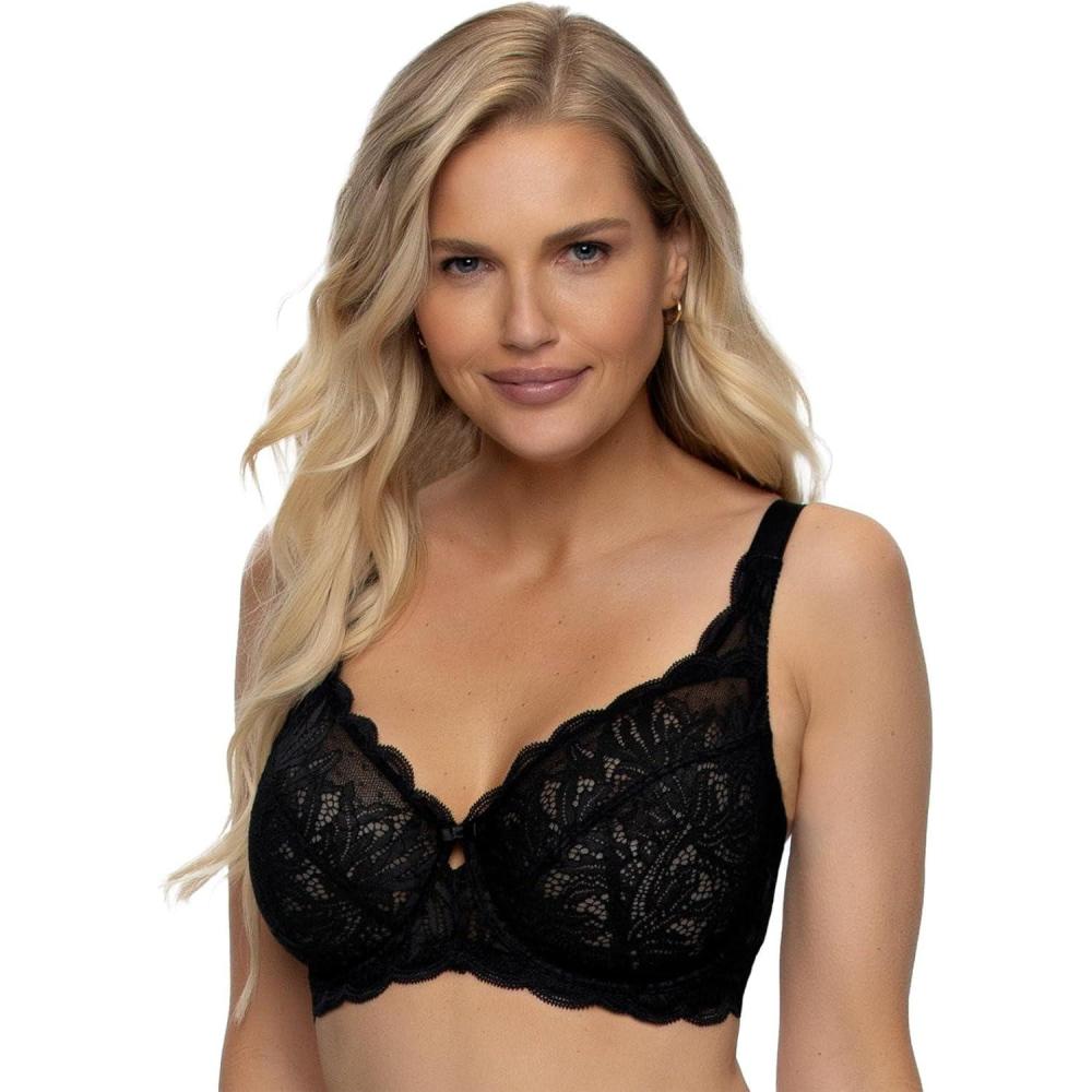 imageFelina  Paramour Peridot Lace Full Coverage Unlined Bra for WomenBlack