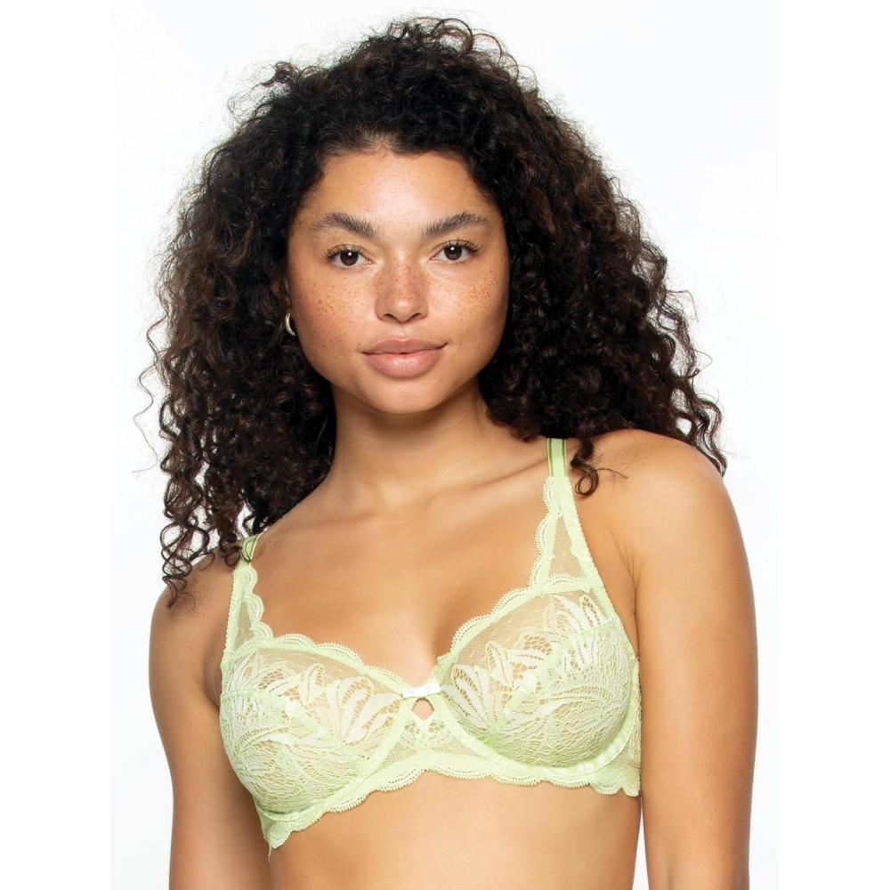 imageFelina  Paramour Peridot Lace Full Coverage Unlined Bra for WomenGreen Willow