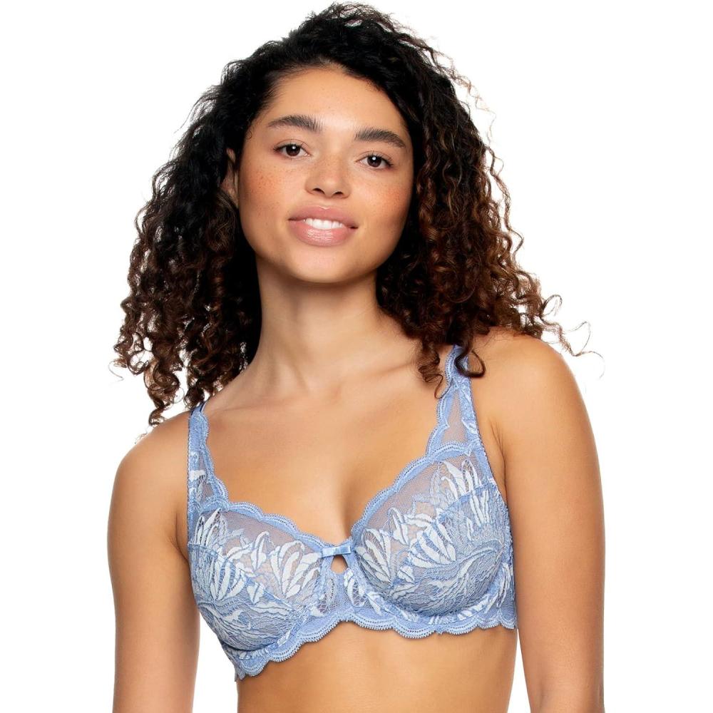 imageFelina  Paramour Peridot Lace Full Coverage Unlined Bra for WomenPeriwinkle Cloud Dancer