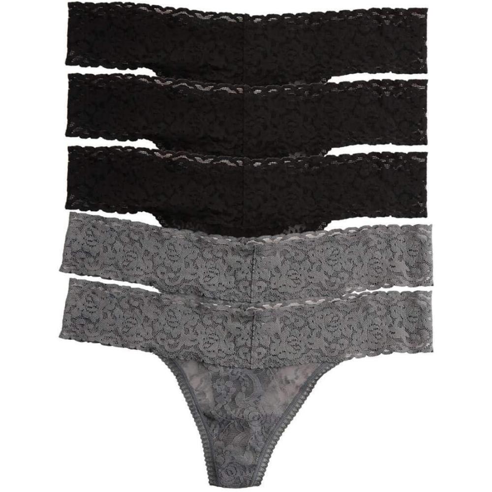 imageFelina Signature Stretchy Lace Low Rise Thong PantyBlack Charcoal