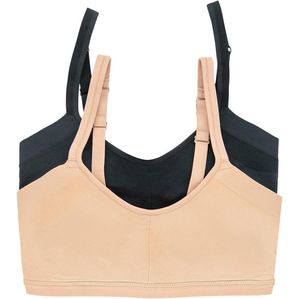 imageFelina  Wireless Seamless Side Smoothing Bra 2Pack  Comfort  Support  ShapeBlack Warm Neutral