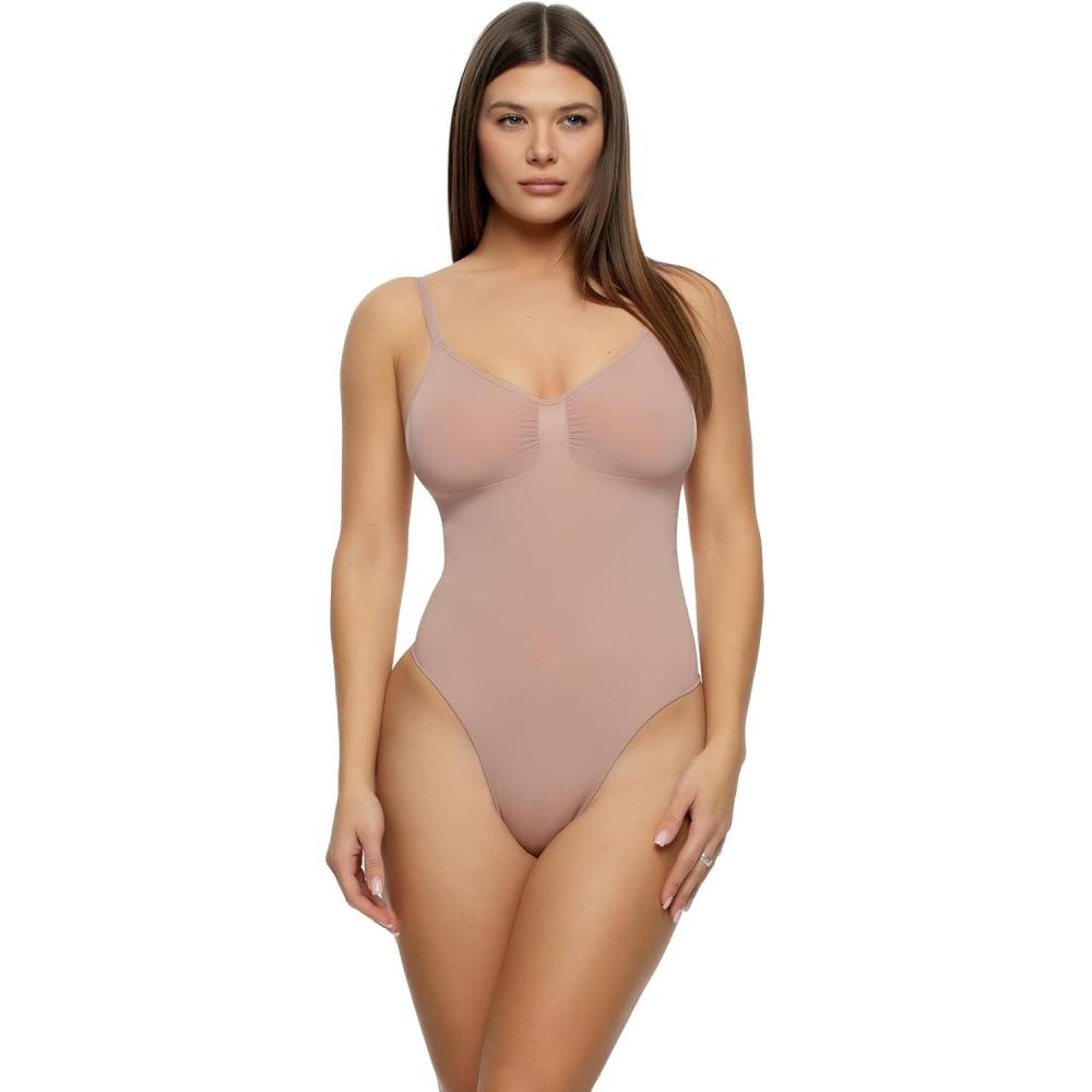 imageFelina Bodycon Seamless Thong BodysuitRose Tan
