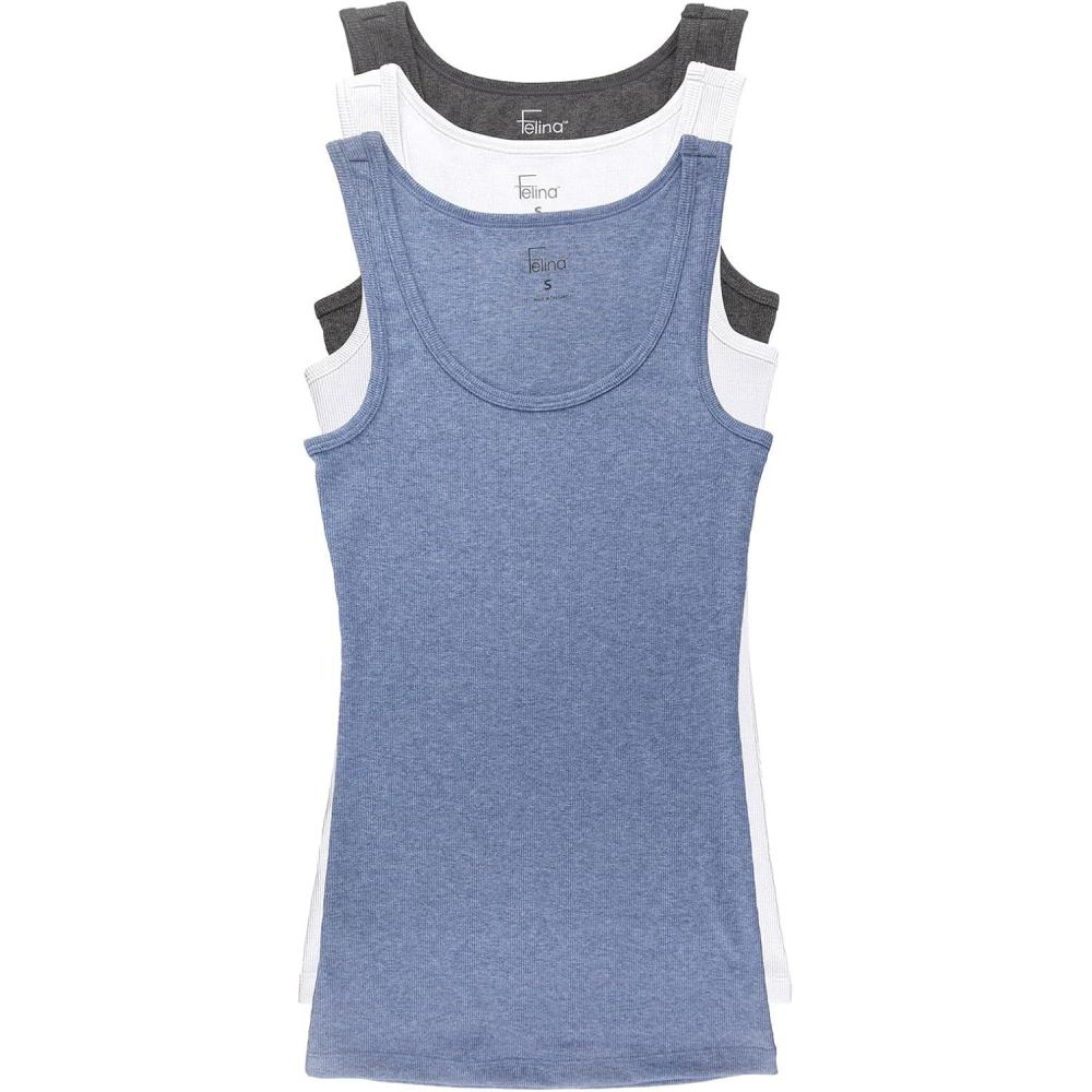 imageFelina Cotton Ribbed Tank Top  Class Tank Top for Women Workout Tank Top for Women Color Options AvailableCharcoal White Denim