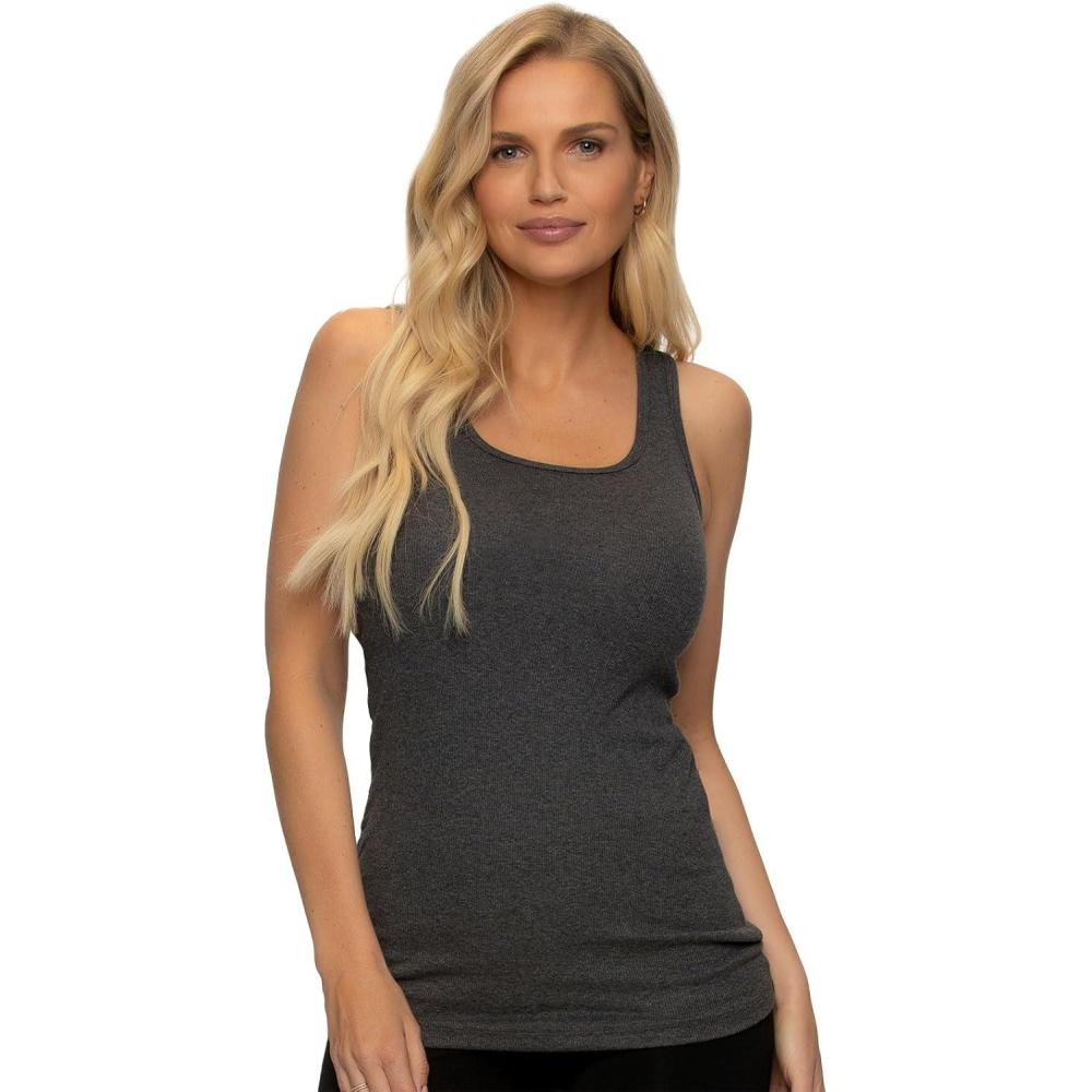 imageFelina Cotton Ribbed Tank Top  Class Tank Top for Women Workout Tank Top for Women Color Options AvailableHeather Charcoal