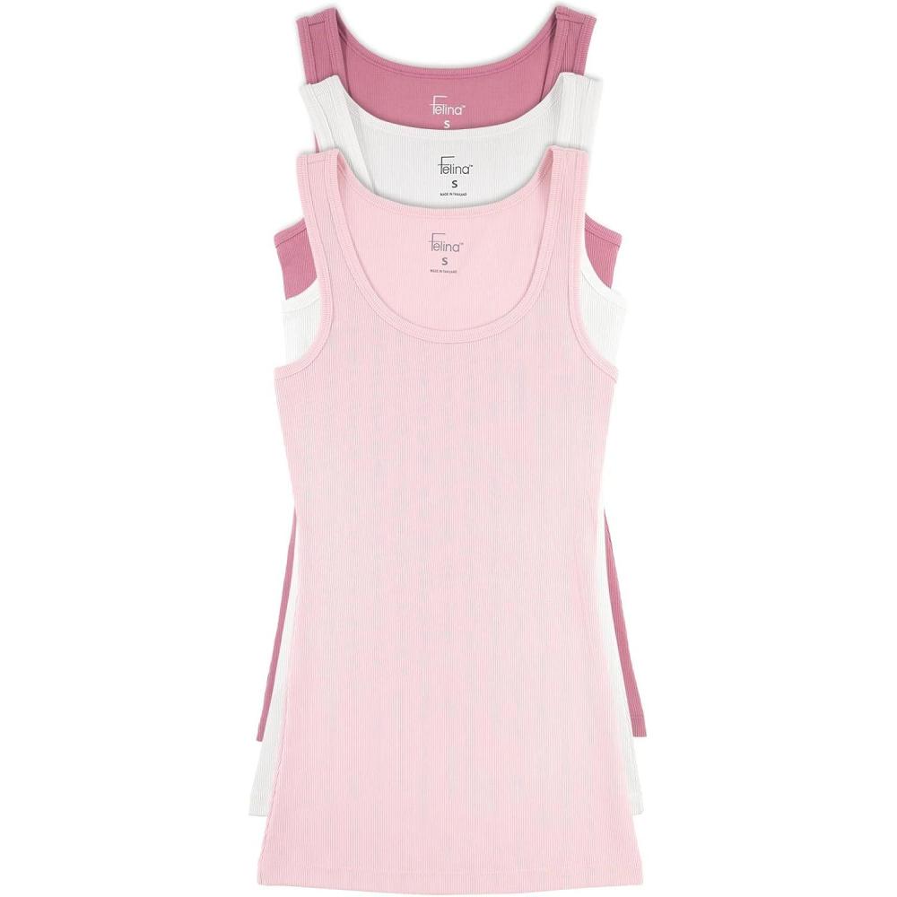 imageFelina Cotton Ribbed Tank Top  Class Tank Top for Women Workout Tank Top for Women Color Options AvailableMesa Pink White