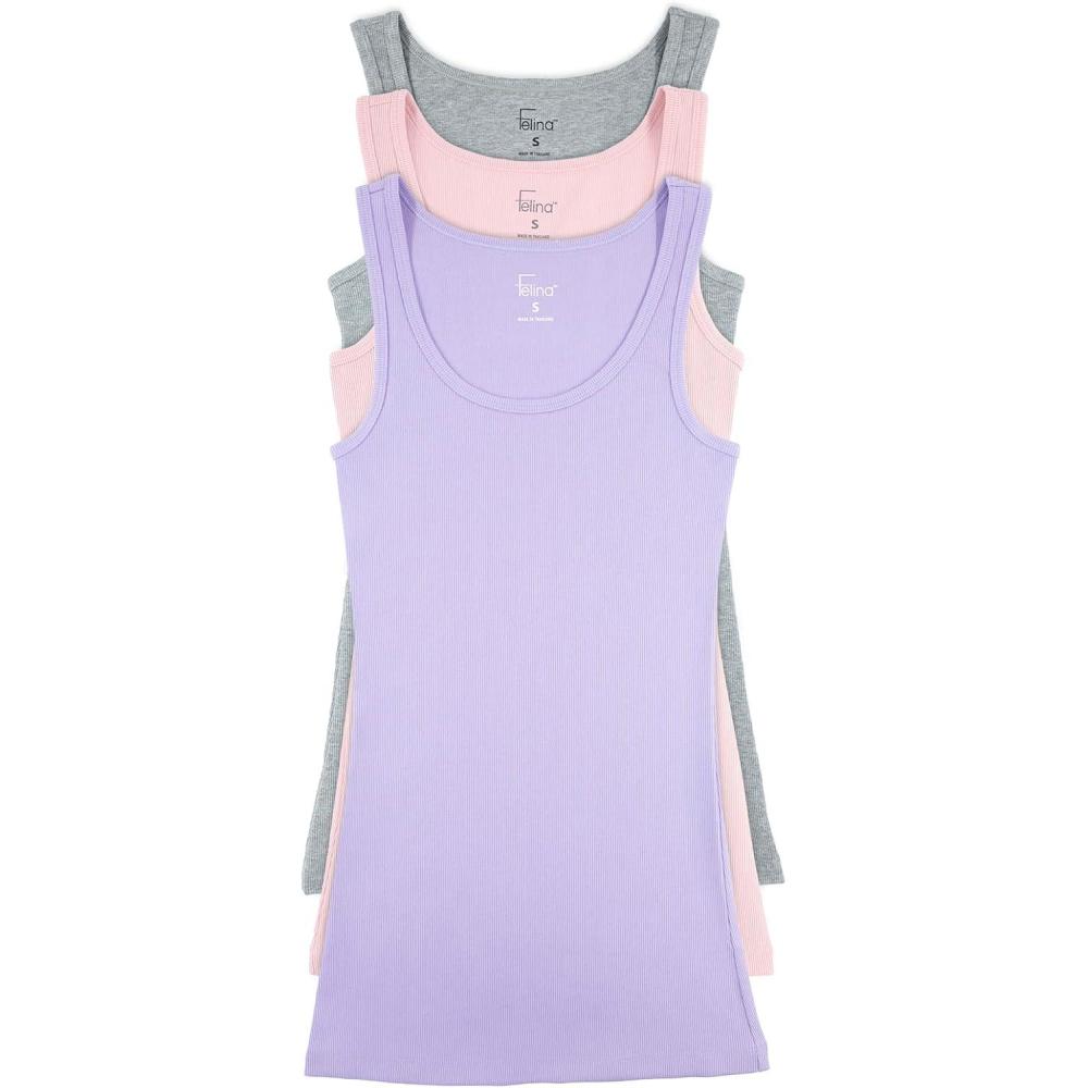 imageFelina Cotton Ribbed Tank Top  Class Tank Top for Women Workout Tank Top for Women Color Options AvailablePurple Rose Heather