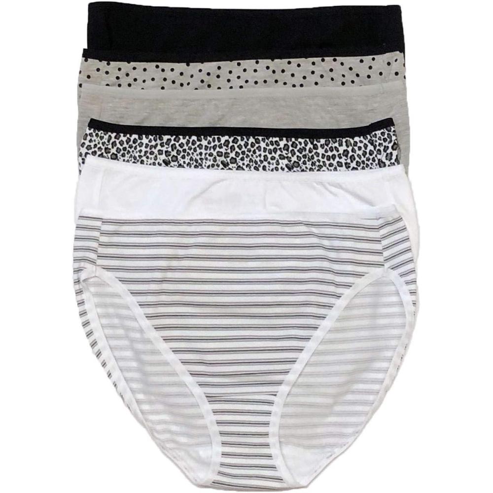 imageFelina Cotton Stretch Hi Cut Panty 6Pack Full Coverage Underwear for Women  Sexy Lingerie Panties for Women Style C1818Newsprint