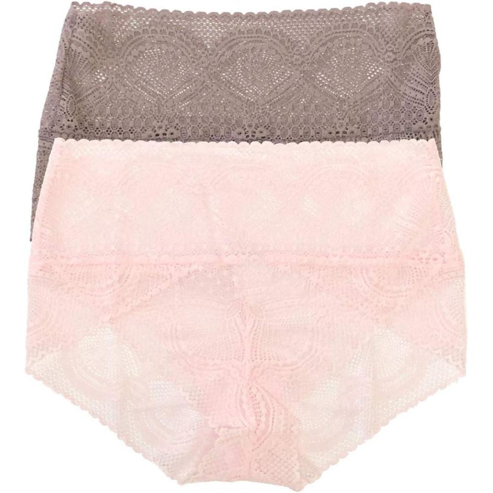 imageFelina Finesse Mock Wrap Brief  Womens Underwear SemiSheer 4Way Stretch Lace Super StretchyMinky Pink