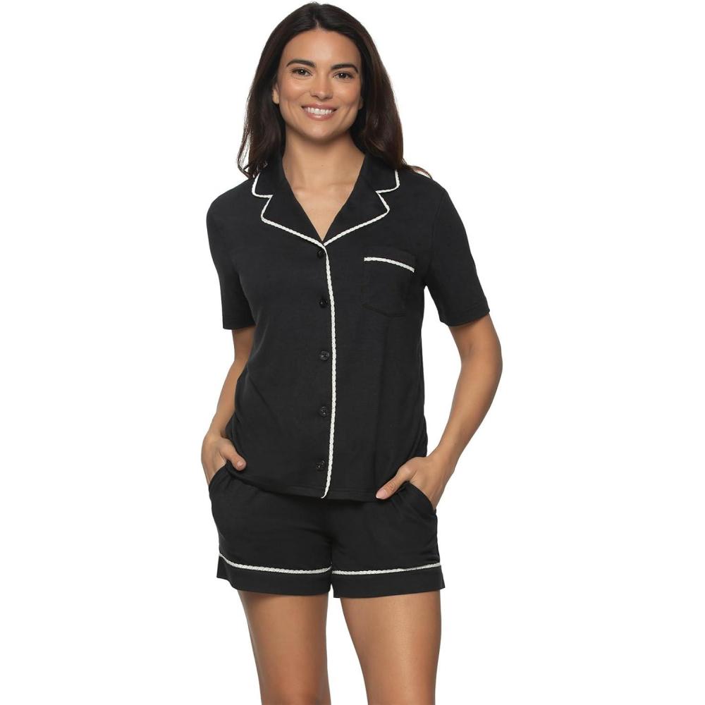 imageFelina Jessie Pajama Short Set 2 Piece Pajama SetBlack