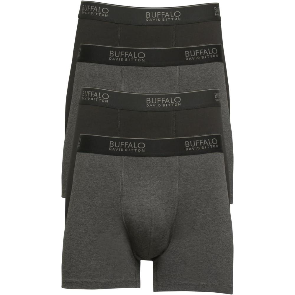 imageFelina Mens Buffalo Boxer Briefs  Cotton Moisture Wicking ampamp Breathable Underwear 4PackBlack Gray