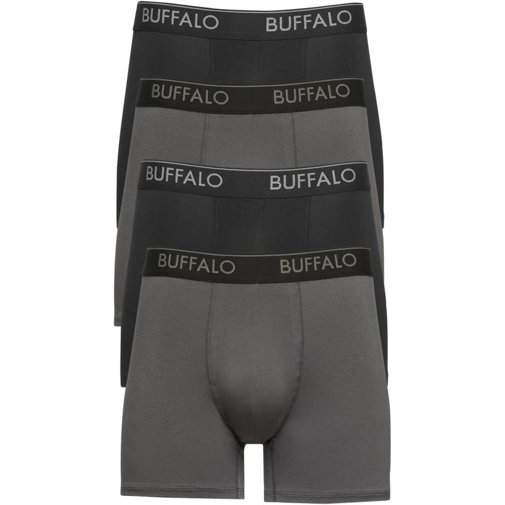 imageFelina Mens Buffalo Micro Stretch Boxer Briefs 4Pack  MoistureWicking BreathableBlack Gray