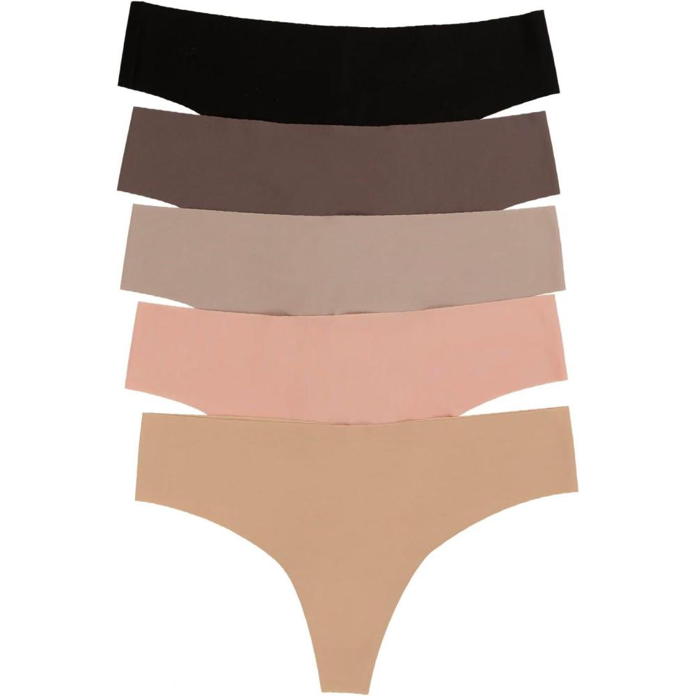 imageFelina No Show Elastic Free Thong 5PackCafe Neutrals