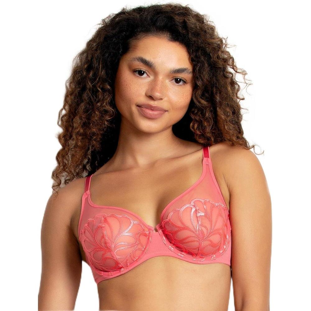 imageFelina Paramour Lotus Embroidered Unlined Bra  UltraLightCalypso Coral