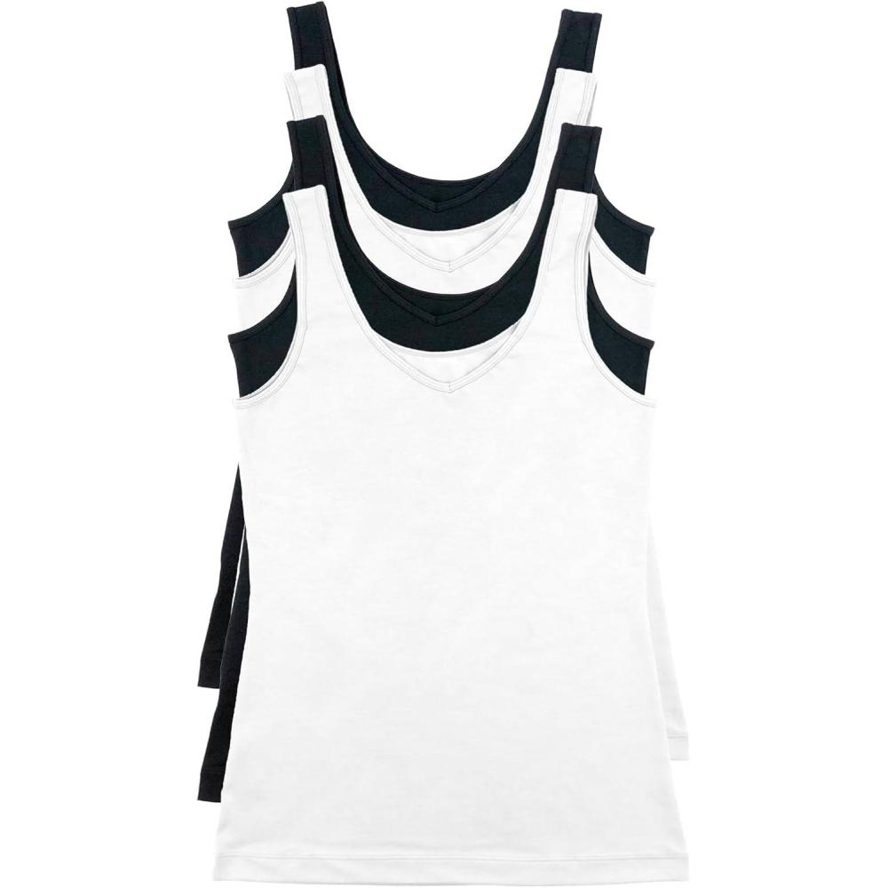 imageFelina Reversible Cotton Womens Tank Top 4PackBlack White