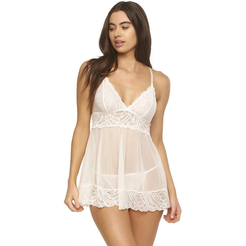 imageFelina Sarah Babydoll Butterfly Lace Chemise Womens NightgownLingerieWhite
