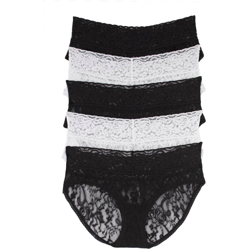 imageFelina Signature Stretchy Lace Low Rise Hipster 5Pack PantyBlack White