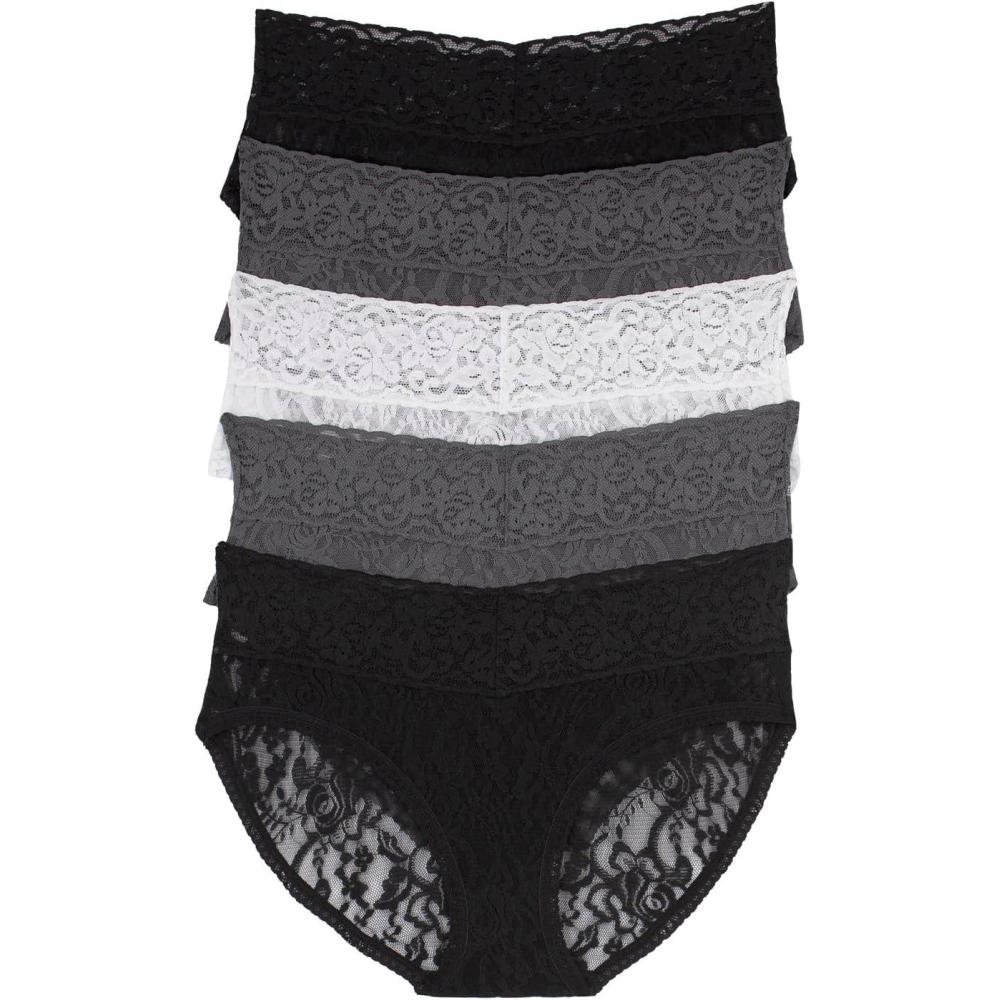 imageFelina Signature Stretchy Lace Low Rise Hipster 5Pack PantyGrey Shadows