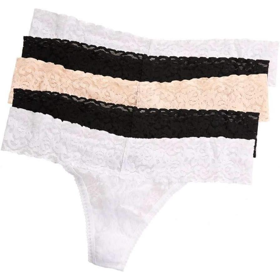 imageFelina Signature Stretchy Lace Low Rise Thong PantyBlack White Bare