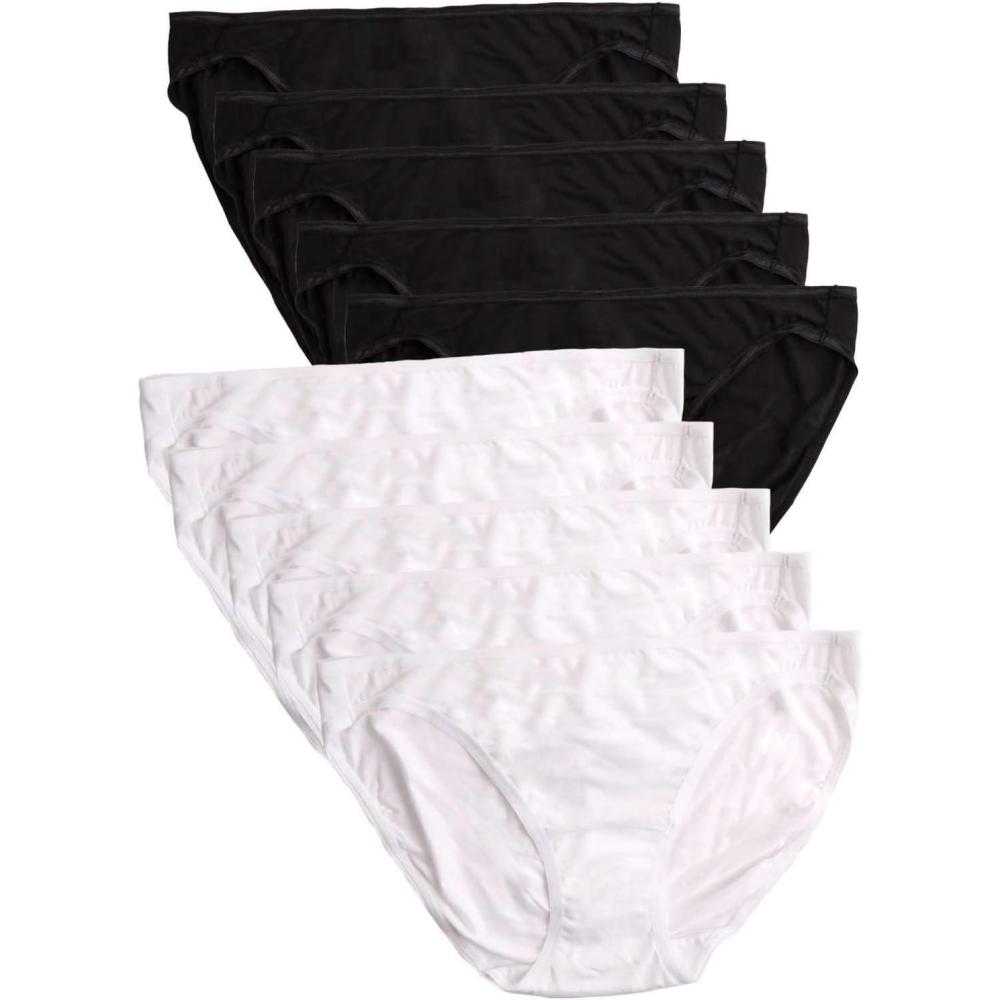 imageFelina Smooth Low Rise Bikini Panties Seamless Underwear for Women Panties for Women 10PackBlack White