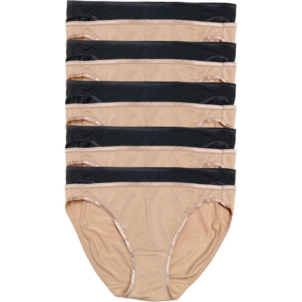 imageFelina Smooth Low Rise Bikini Panties  Seamless Underwear for Women Panties for Women 10PackNeutral Black