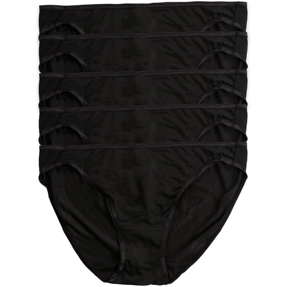 imageFelina Smooth Low Rise Bikini Panties  Seamless Underwear for Women Panties for Women 5PackBlack