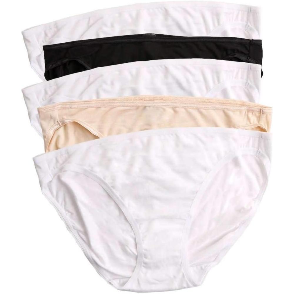 imageFelina Smooth Low Rise Bikini Panties Seamless Underwear for Women Panties for Women 5PackBlack Neutral White
