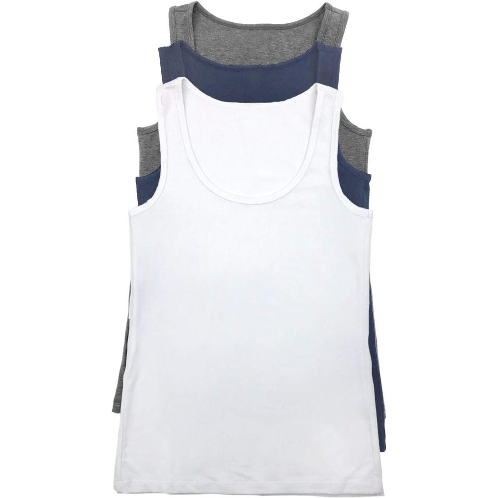 imageFelina Stretch Layering Womens Tank Top Seamless Cotton Tank Top for Women Workout Top 3PackGray Vintage Indigo White