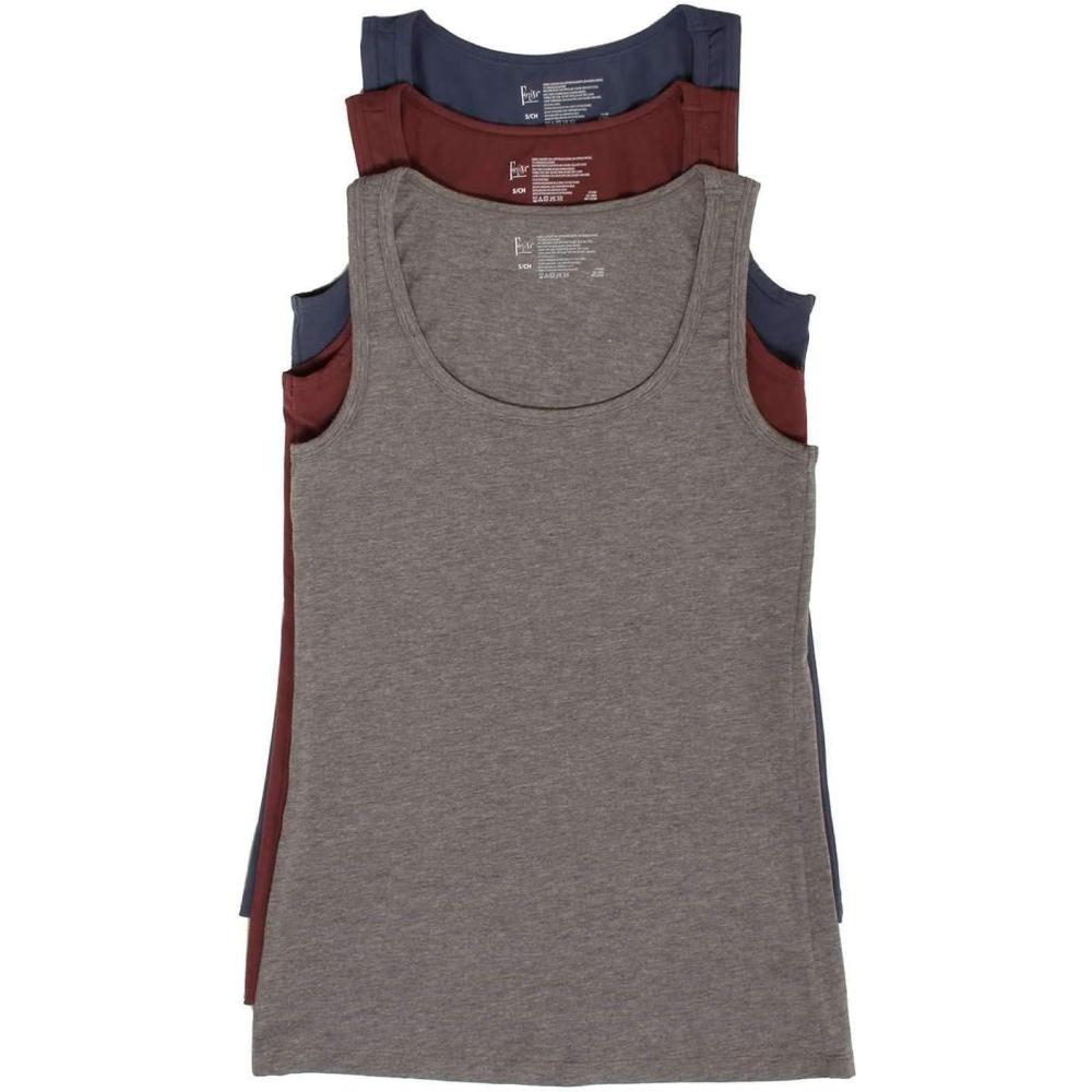 imageFelina Stretch Layering Womens Tank Top Seamless Cotton Tank Top for Women Workout Top 3PackGrey Plum Vitage Indigo