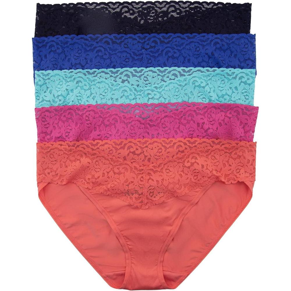 imageFelina Stretchy Lace Trimmed Bikini Underwear  Sexy Underwear for Women Bikini Panties Seamless Panties 5PackAcapulco