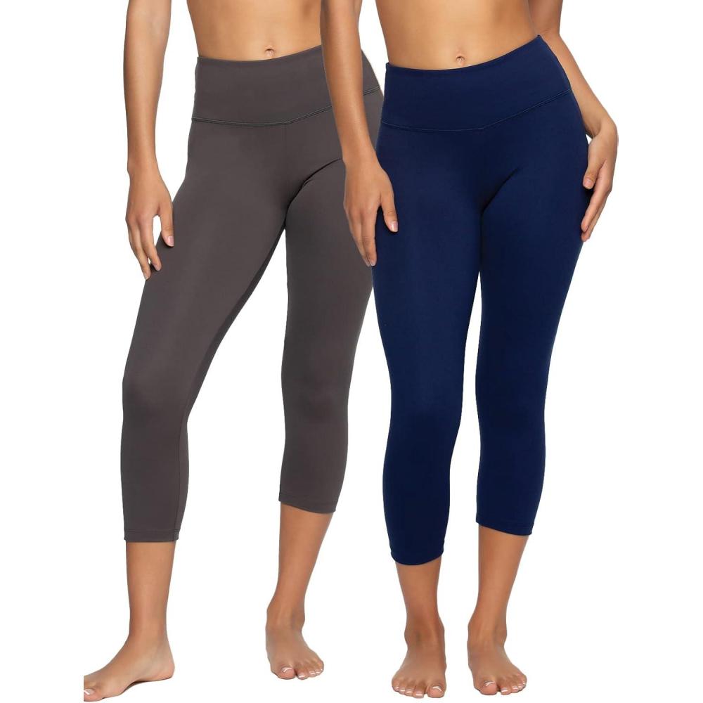 imageFelina Super Soft Sueded Womens Capri Leggings  Squat Proof ampamp Breathable Tummy Control Yoga PantsNavy Charcoal