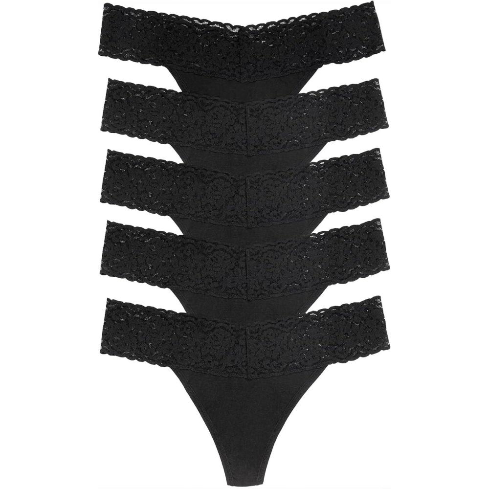 imageFelina Super Stretchy Lace Top Low Rise Thong 5PackBlack