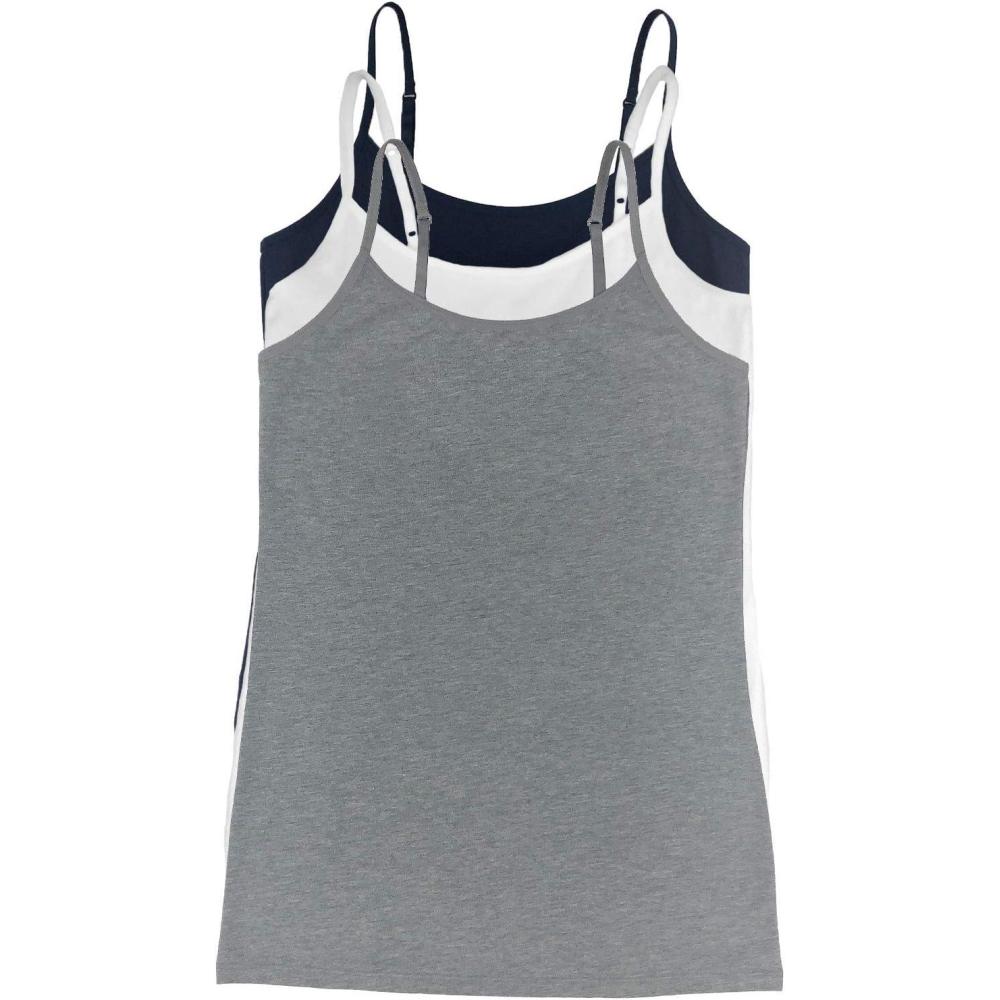 imageFelina Womens Cotton Modal Camisole Adjustable Cotton Tank Top 3PackNavy White Grey
