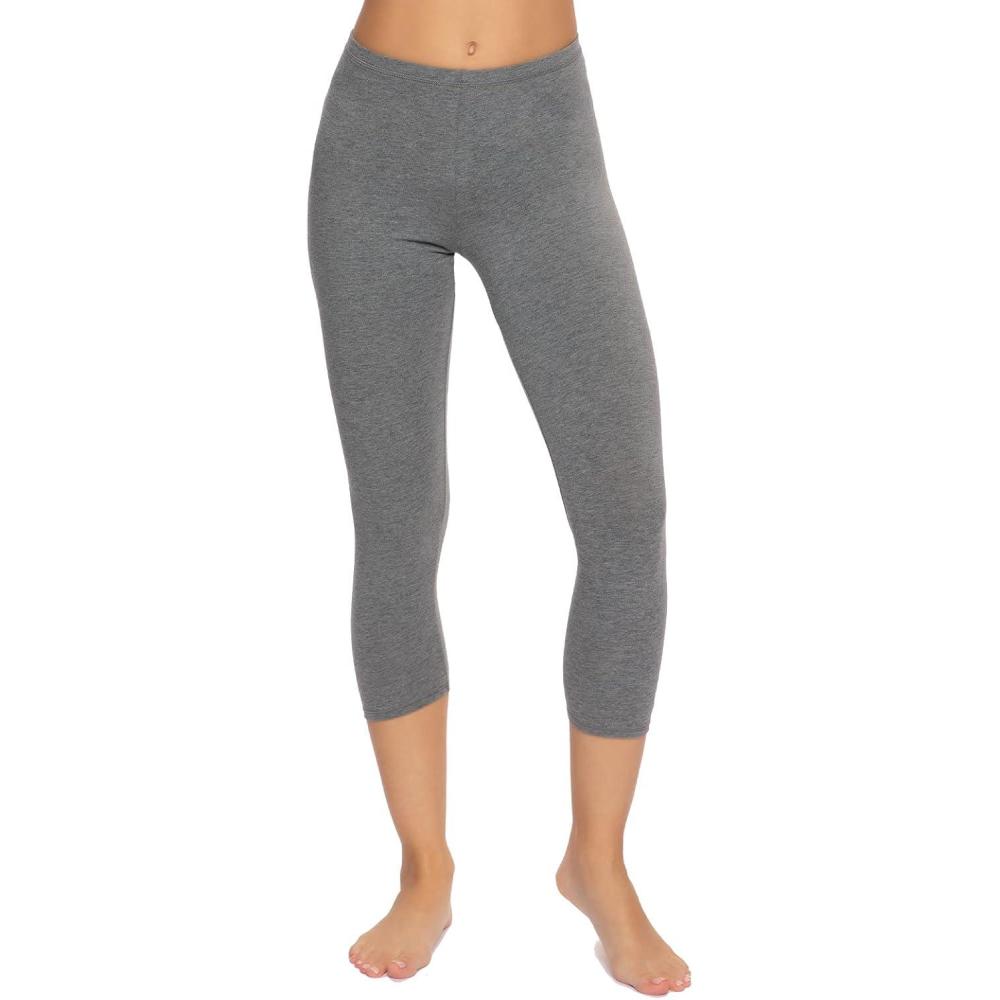 imageFelina Womens Cotton Modal Capri Leggings Super Soft Lightweight Breathable for Fitness Yoga and Everyday WearMedium Heather Gray