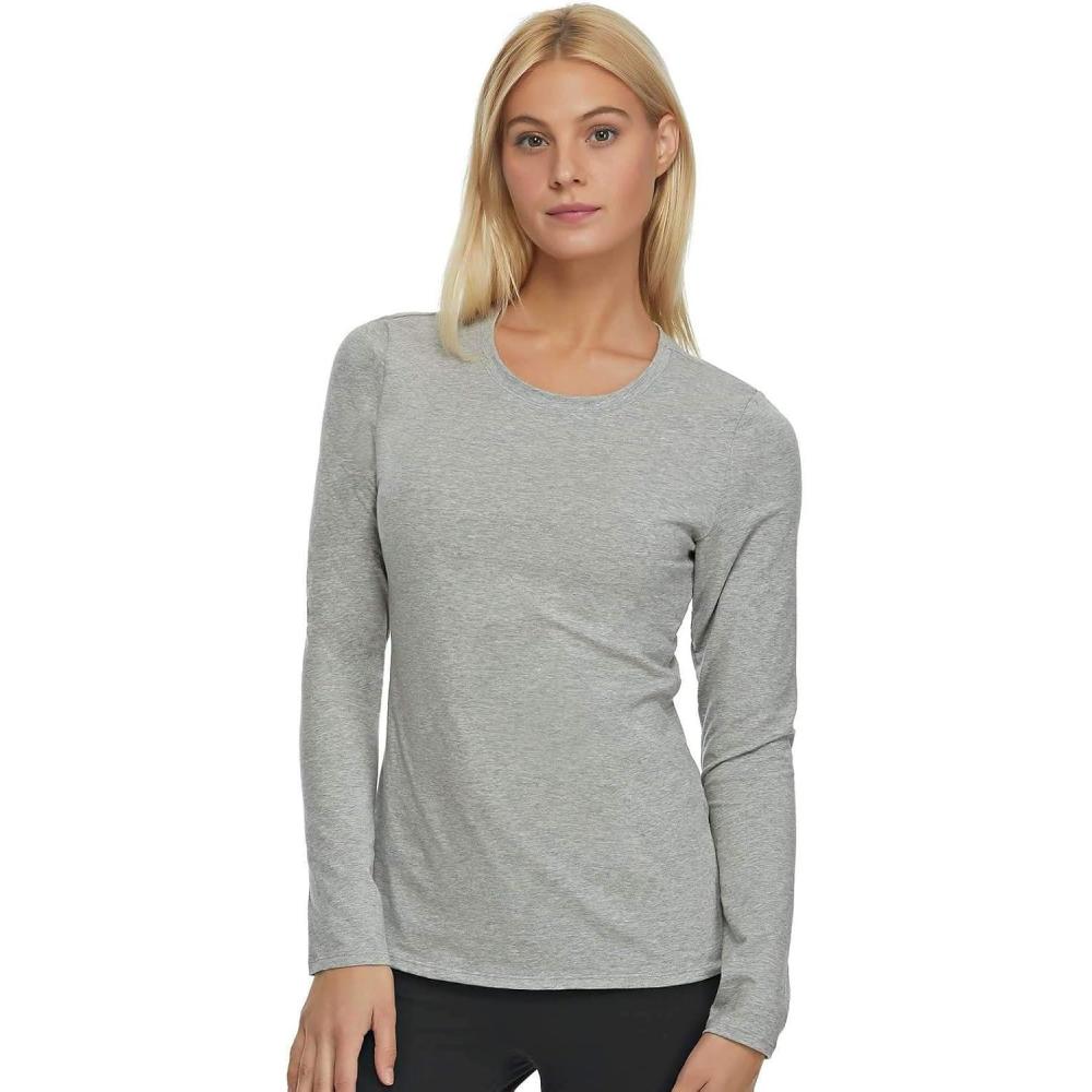 imageFelina Womens Long Sleeve Crew Neck ShirtHeather Grey
