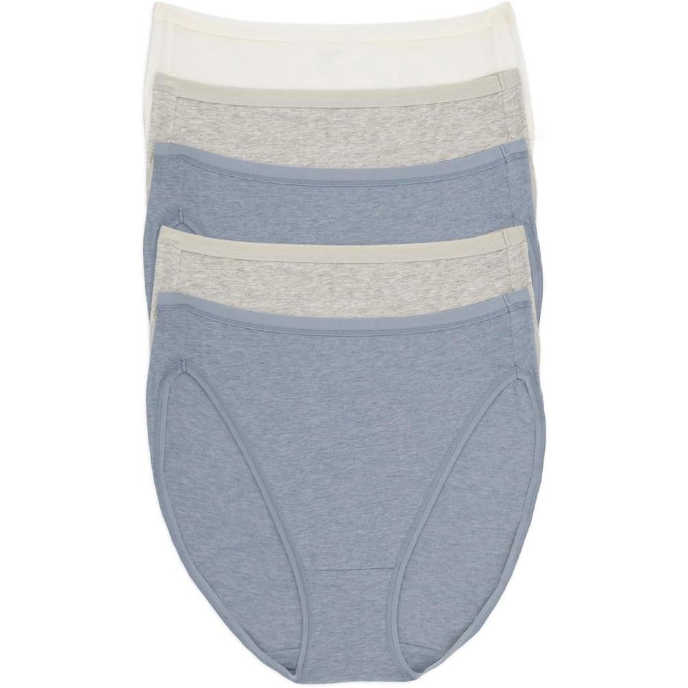 imageFelina Womens Organic Cotton Stretch Hi Cut Panty 5Pack UnderwearOcean Breeze