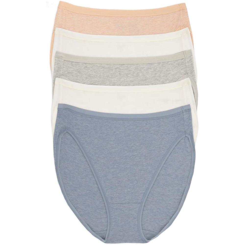 imageFelina Womens Organic Cotton Stretch Hi Cut Panty 5Pack UnderwearSoft Horizon