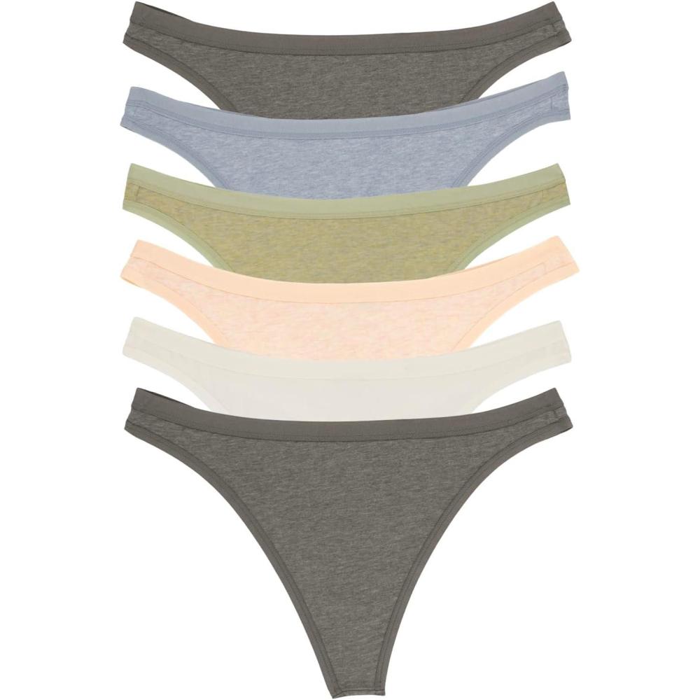 imageFelina Womens Organic Cotton Thong Underwear 6PackBirchwood