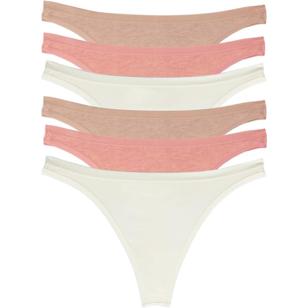 imageFelina Womens Organic Cotton Thong Underwear 6PackRose Neutral