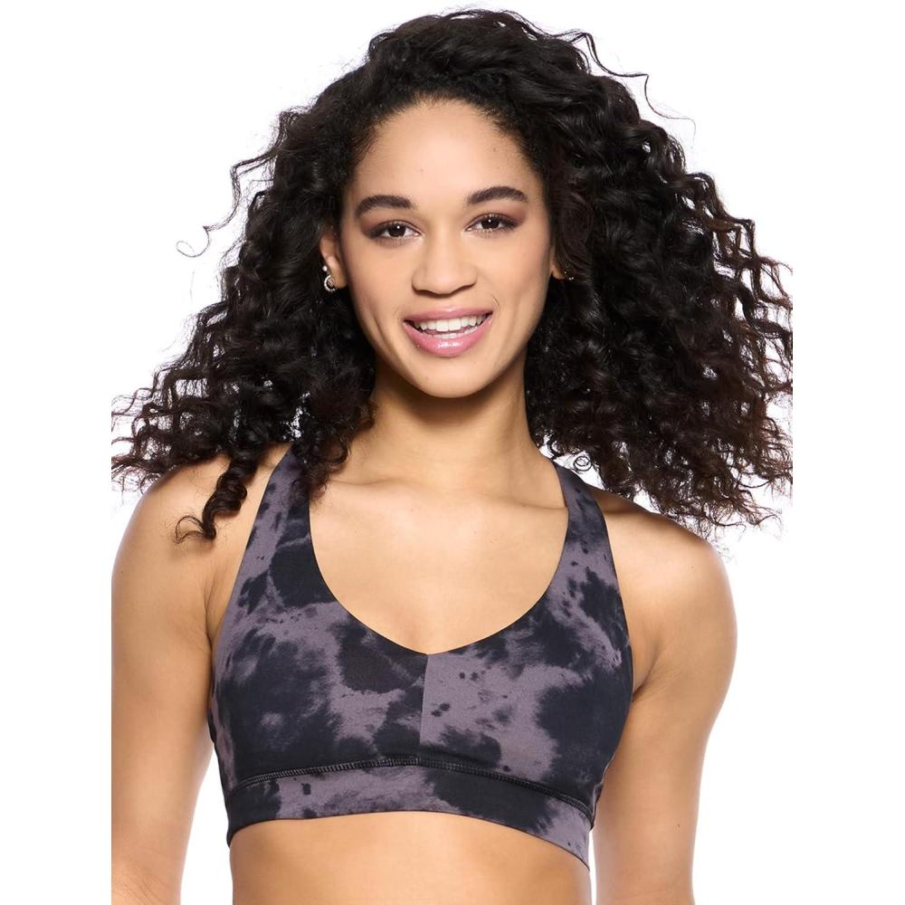 imageFelina Womens Velvety Soft Racerback BralettePlum Kitten Black Tie Dye