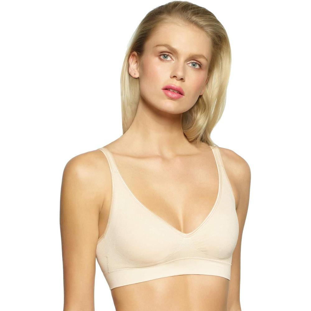 imageFelina Womens WireFree Seamless Bra with Removable Pads Comfortable Bras for Women Wireless BrasWarm Nude