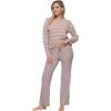Felina – Jolie 2-Piece Henley Lounge Set – Relaxed Fit Knit Top & Pants with Pockets Loungewear(Purple Dove)
